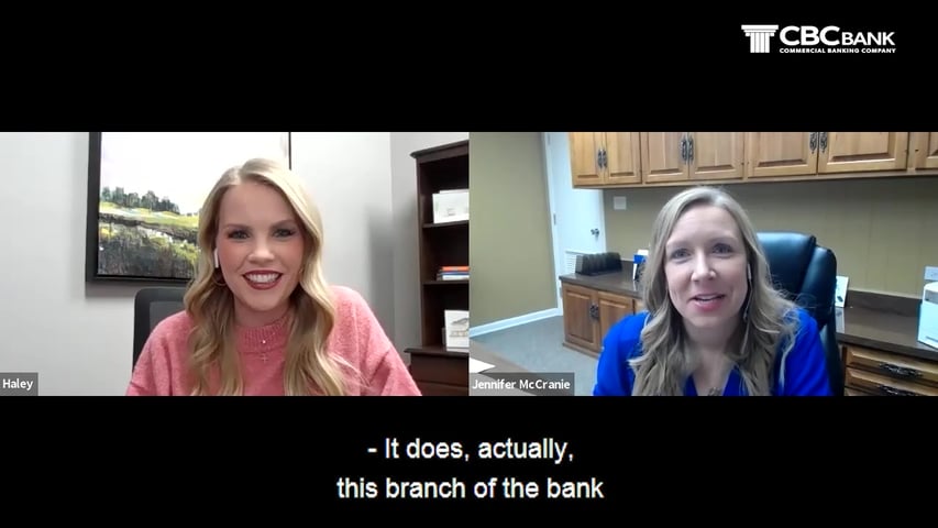Haley and Jennifer discuss banking topics via video chat